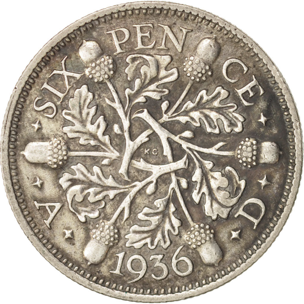 Great Britain, 6 Pence, 1936, AU(50-53), Silver