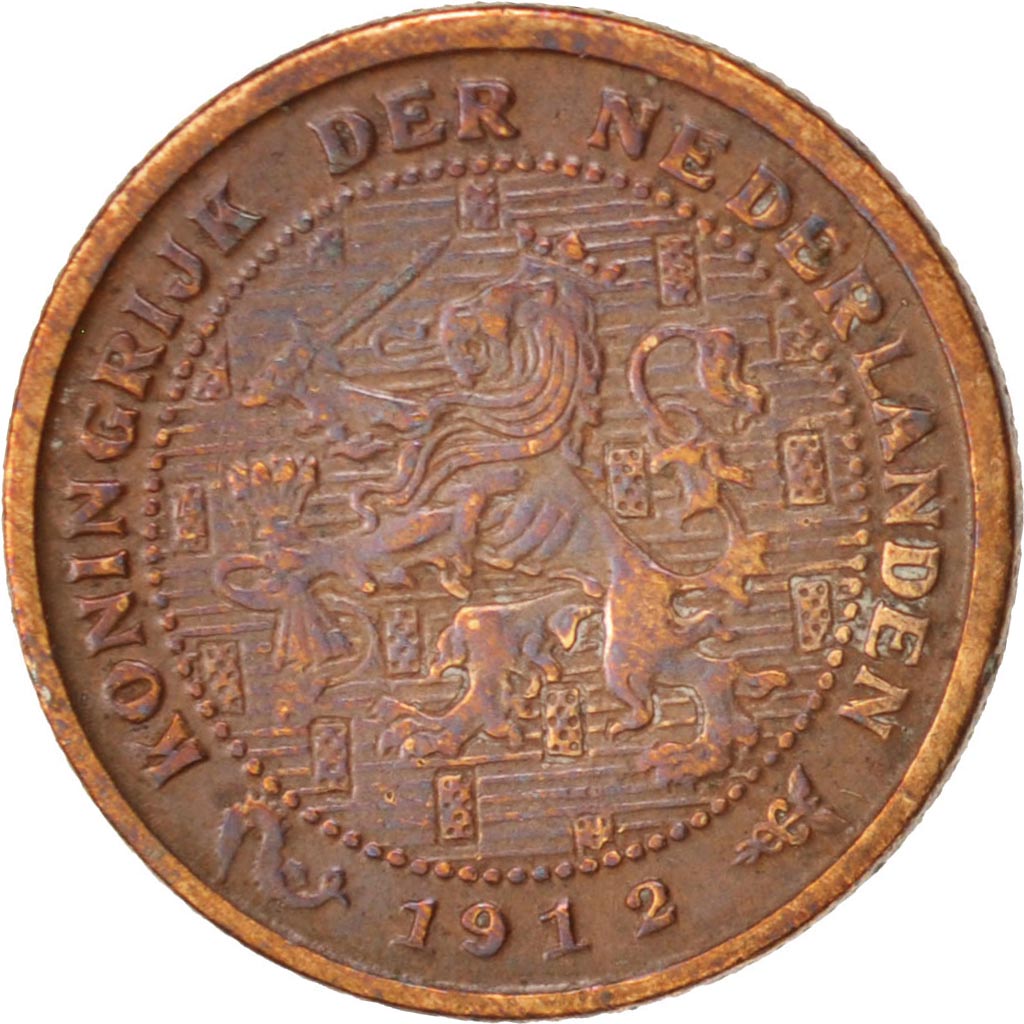 Coin, Netherlands, Wilhelmina I, 1/2 Cent, 1912, AU(50-53), Bronze, KM:138