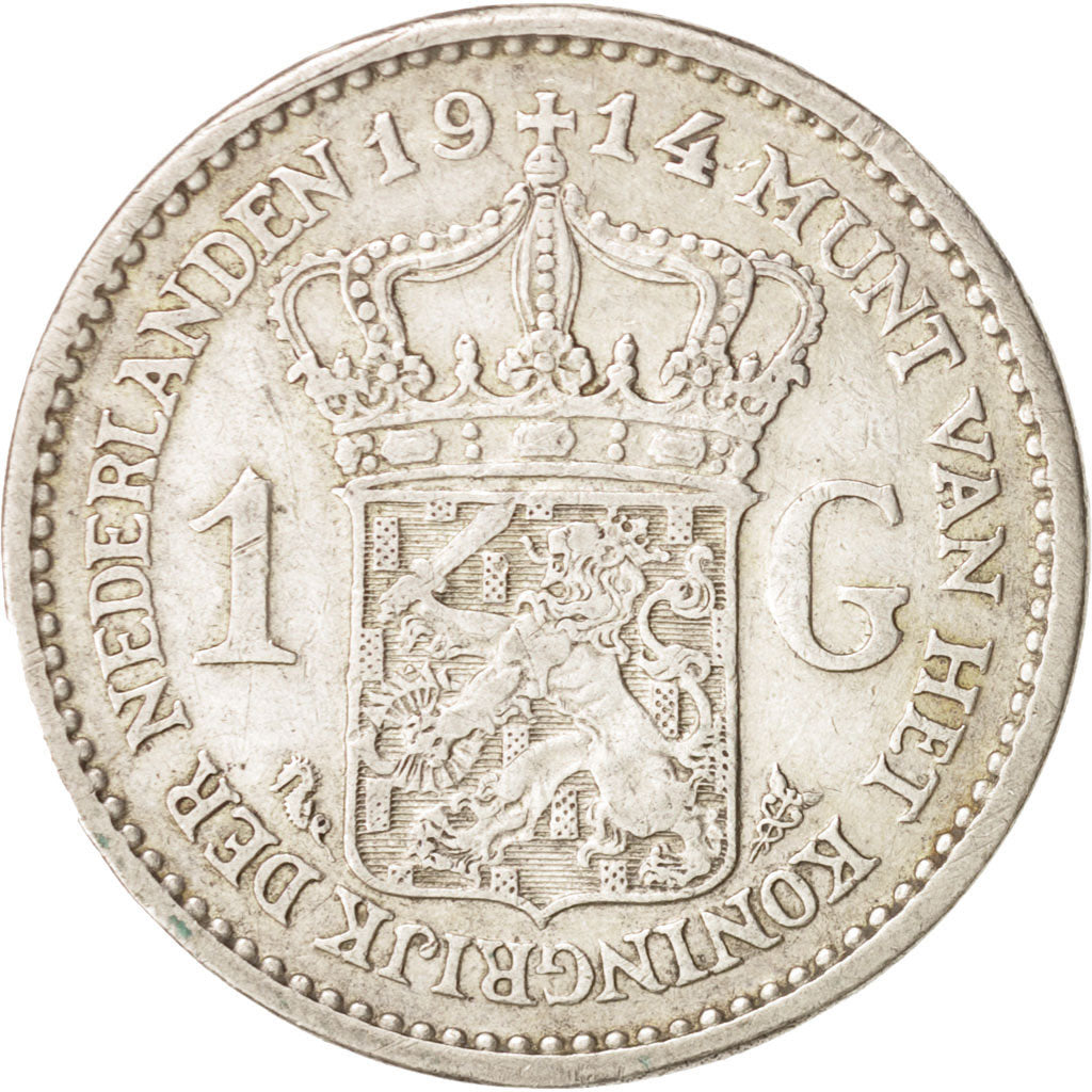Netherlands, Wilhelmina I, Gulden, 1914, EF(40-45), Silver, KM:148