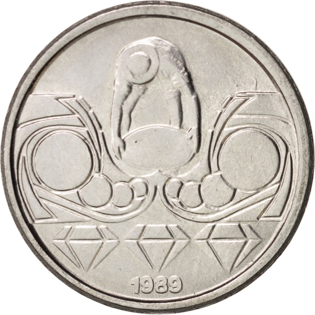 Coin, Brazil, 10 Centavos, 1989, MS(63), Stainless Steel, KM:613