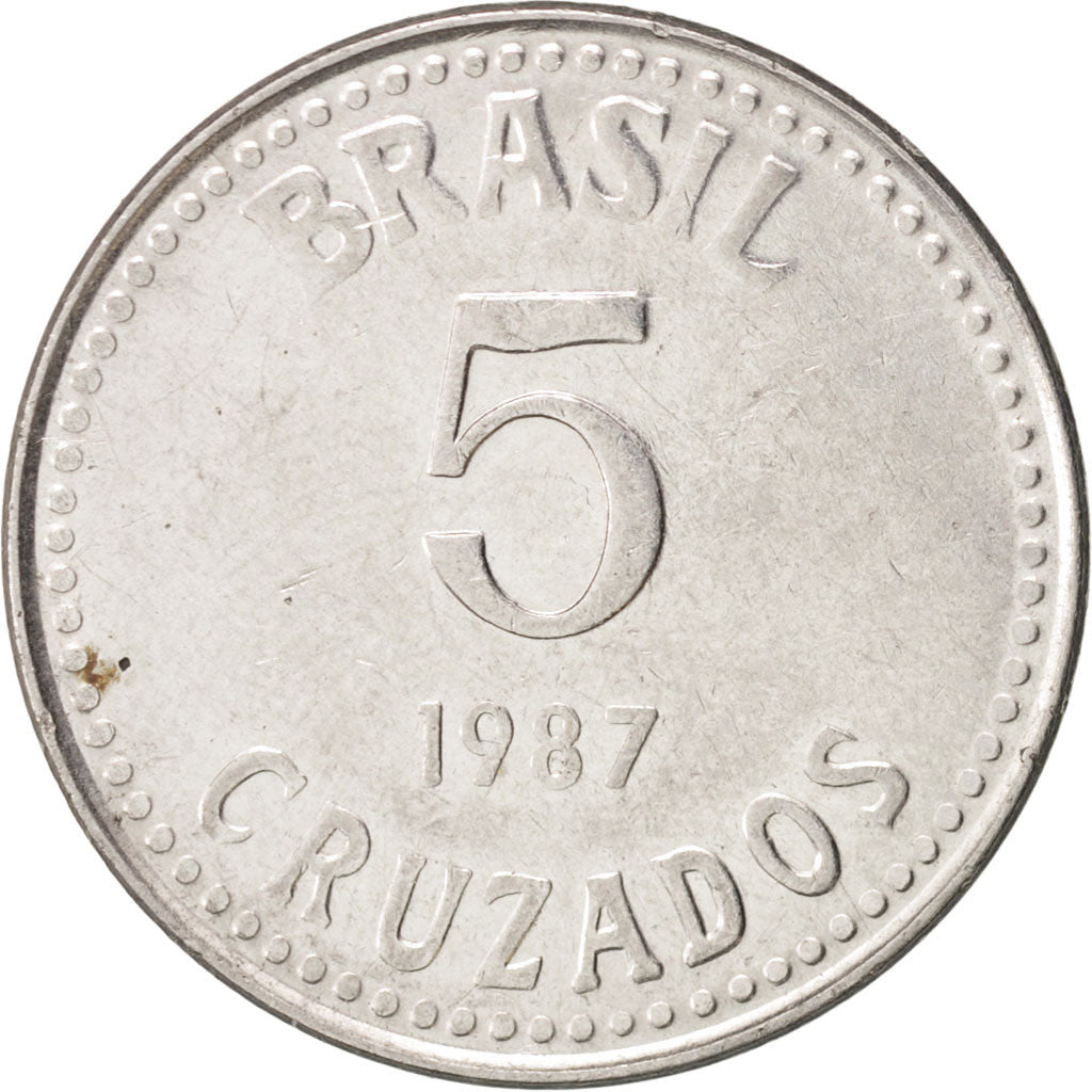Monnaie, Brésil, 5 Cruzados, 1987, TTB, Stainless Steel, KM:606