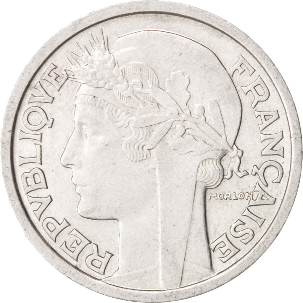 Moneda, Francia, Morlon, 2 Francs, 1947, Paris, EBC+, Aluminio, KM:886a.1