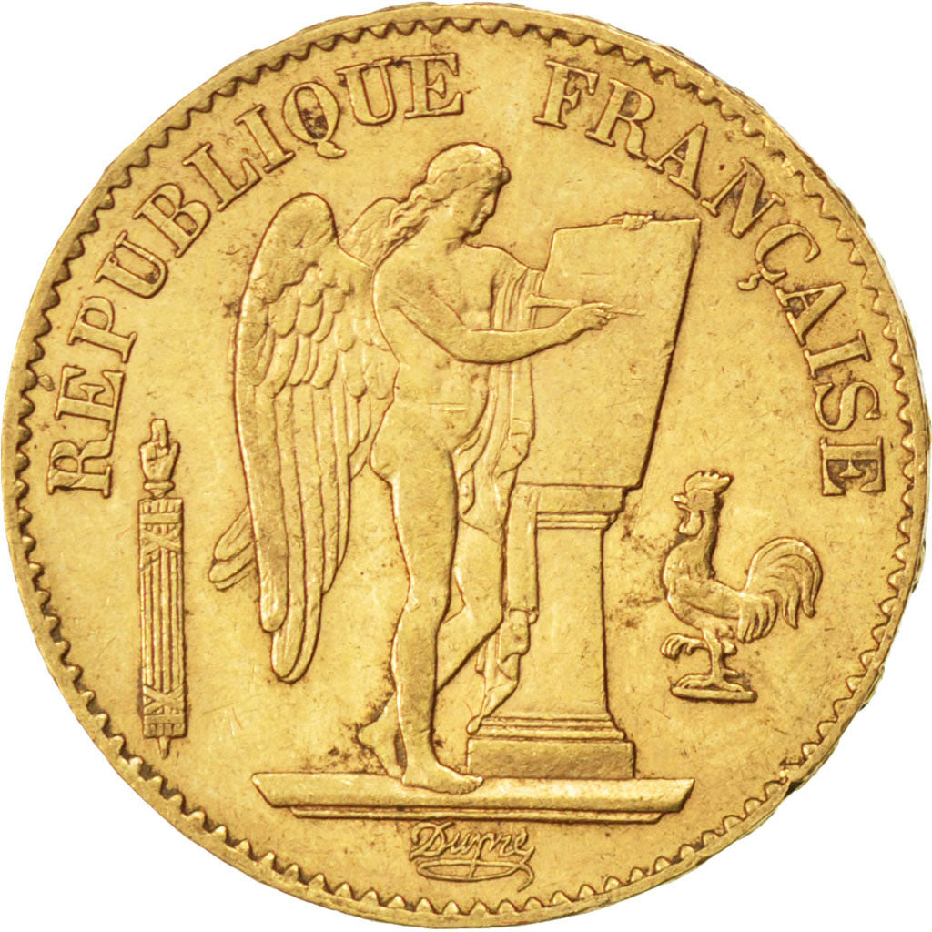 FRANCE, Génie, 20 Francs, 1879, Paris, KM #825, AU(50-53), Gold, Gadoury #1063, 
