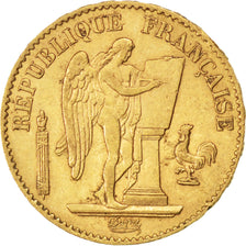 FRANCE, Génie, 20 Francs, 1879, Paris, KM #825, AU(50-53), Gold, Gadoury #1063, 