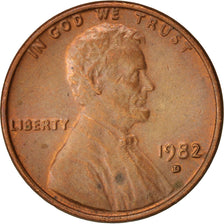 United States, Lincoln Cent, Cent, 1982, U.S. Mint, Denver, AU(50-53), Brass