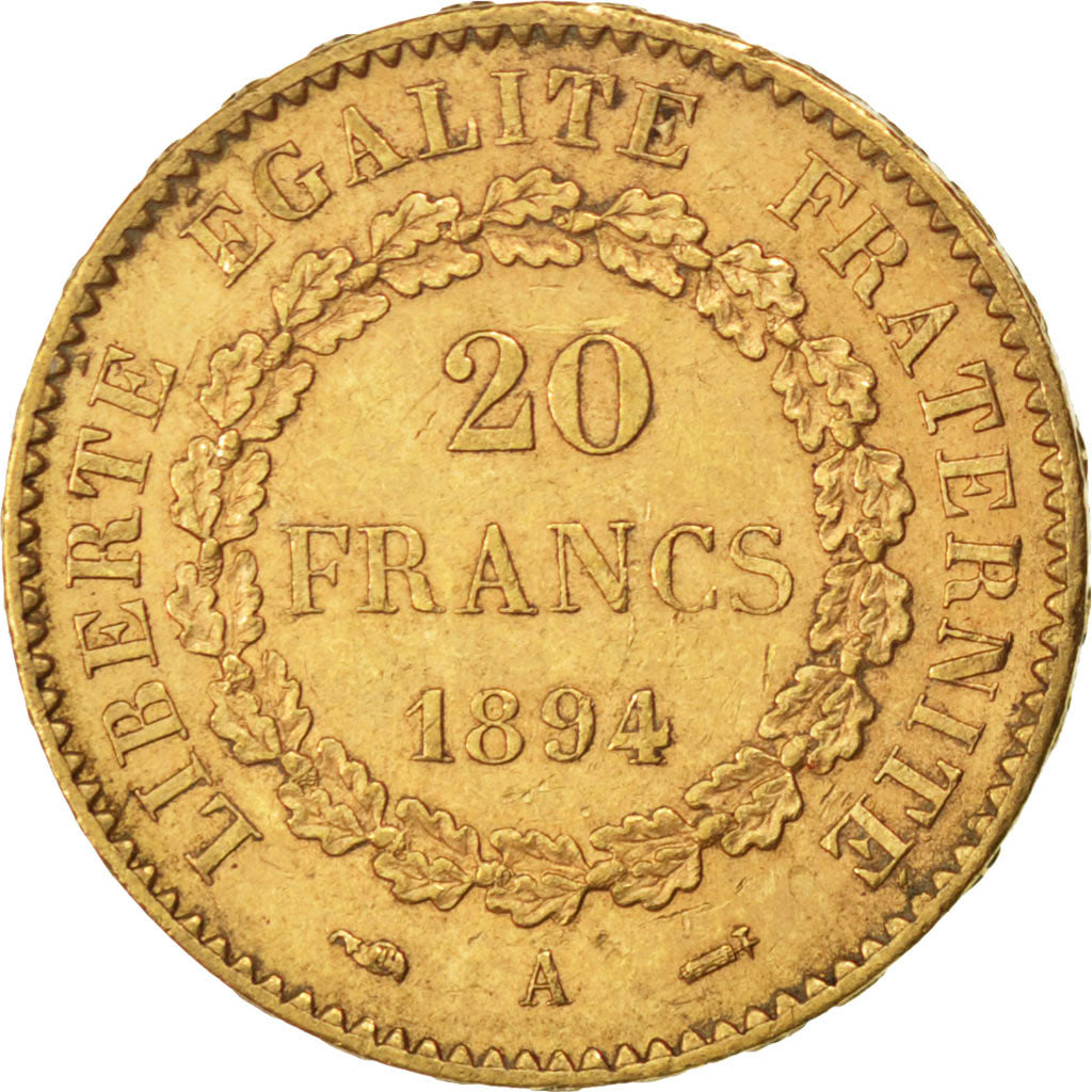 Francia, Génie, 20 Francs, 1894, Paris, BB+, Oro, KM:825, Gadoury:1063