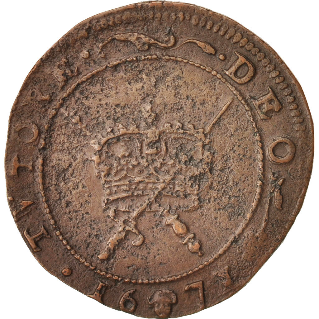 Belgien, Token, Spanish Netherlands, Charles II, Bruxelles, 1671, SS, Kupfer