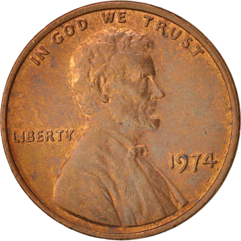 Coin, United States, Lincoln Cent, Cent, 1974, U.S. Mint, Philadelphia
