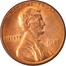 États-Unis, Lincoln Cent, Cent, 1987, U.S. Mint, Philadelphia, SUP+, Copper