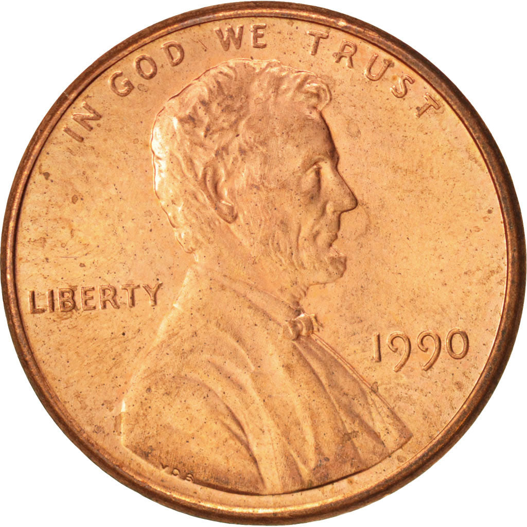 Coin, United States, Lincoln Cent, Cent, 1990, U.S. Mint, Philadelphia