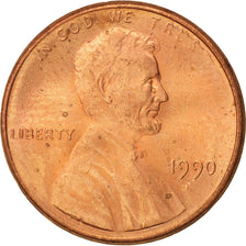 Coin, United States, Lincoln Cent, Cent, 1990, U.S. Mint, Philadelphia