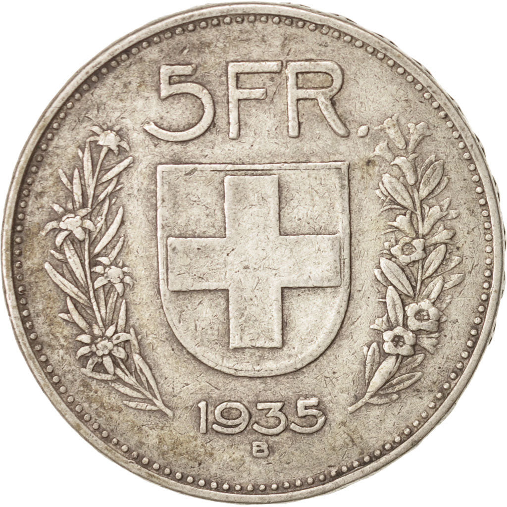 Coin, Switzerland, 5 Francs, 1935, Bern, EF(40-45), Silver, KM:40