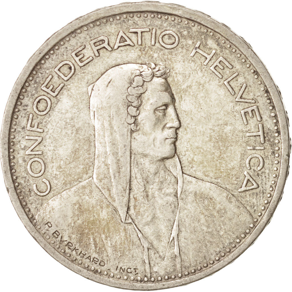Coin, Switzerland, 5 Francs, 1939, Bern, AU(50-53), Silver, KM:40