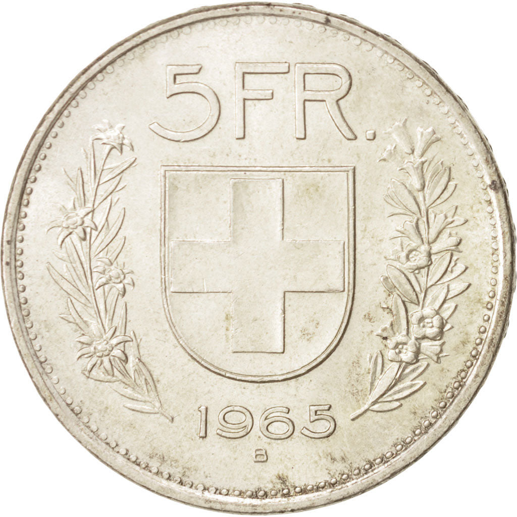 Svizzera, 5 Francs, 1965, Bern, SPL, Argento, KM:40