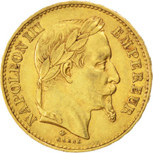 Second Empire, 20 francs or Napoléon III tête laurée 1869 Grand BB, KM 801.2