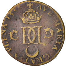 France, Token, Royal, Henri II, 1558, EF(40-45), Brass, 24
