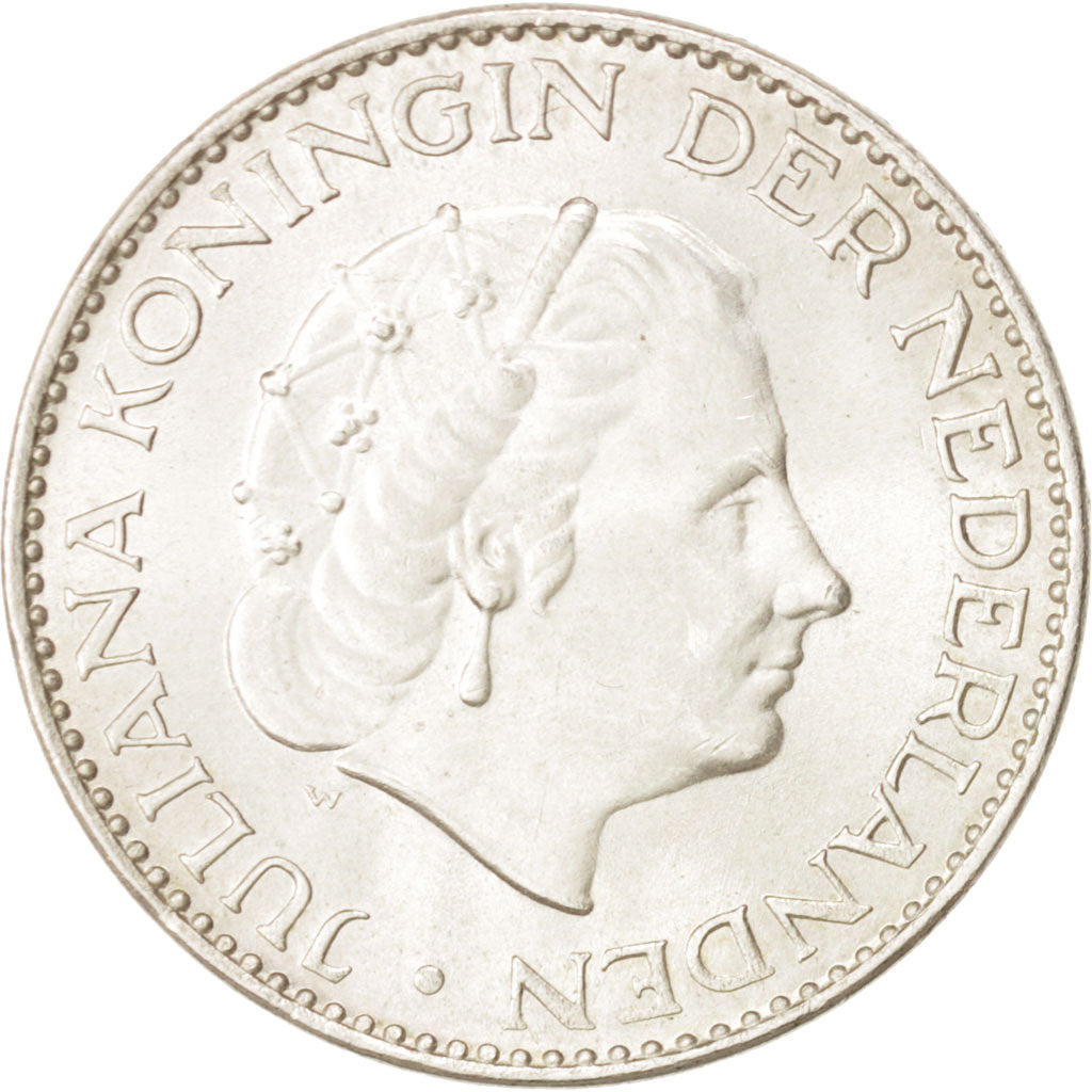 Coin, Netherlands, Juliana, Gulden, 1965, MS(63), Silver, KM:184