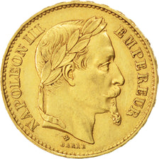 Second Empire, 20 francs or Napoléon III tête laurée 1870 BB, KM 801.2