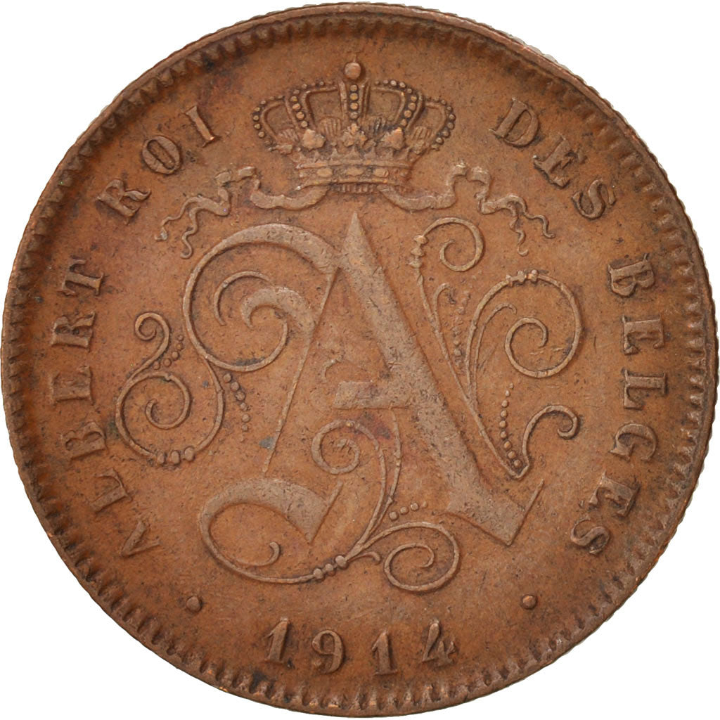 Belgien, Albert I, 2 Centimes, 1914, SS, Copper, KM:64