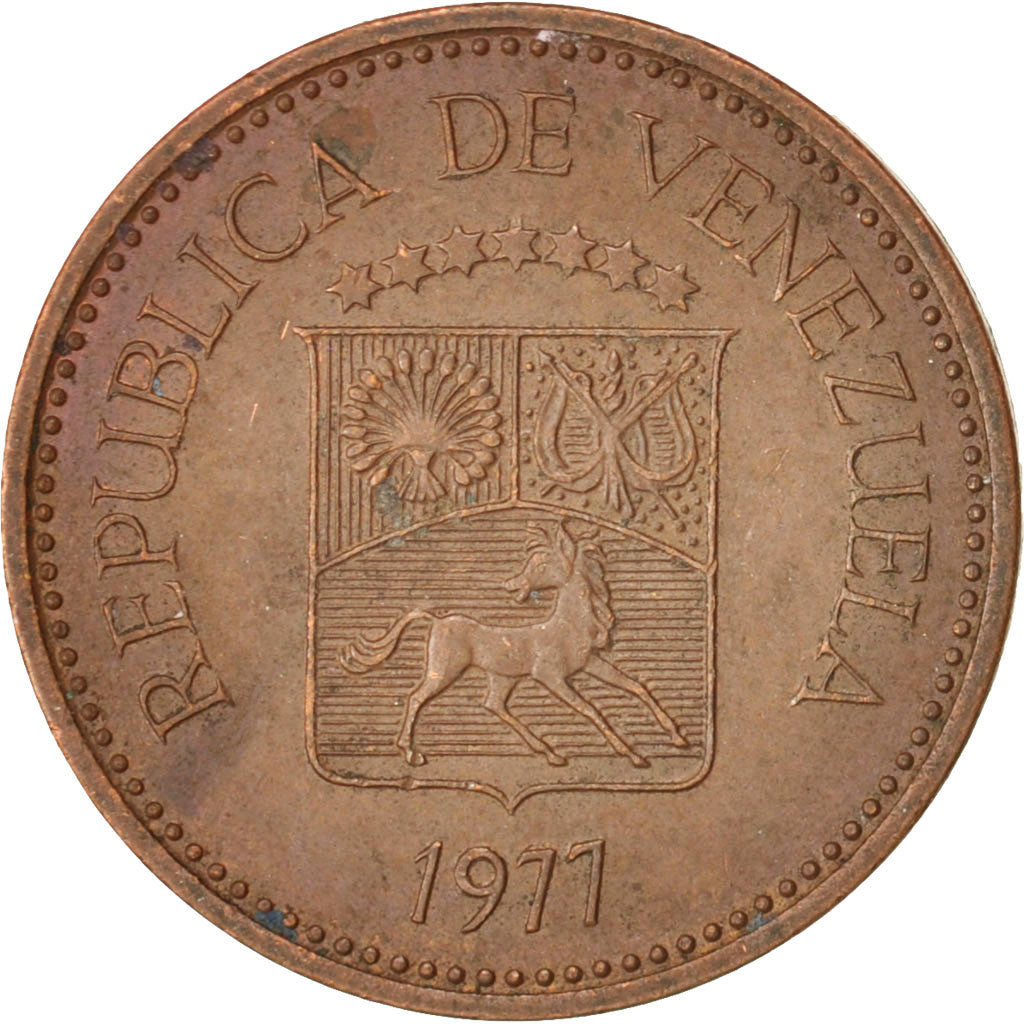 Monnaie, Venezuela, 5 Centimos, 1977, TTB+, Copper Clad Steel, KM:49