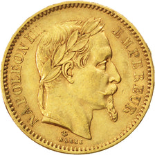 FRANCE, Napoléon III, 20 Francs, 1865, Paris, KM #801.1, EF(40-45), Gold, Gadour