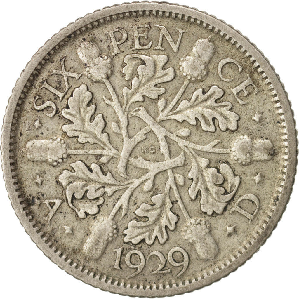 Moneta, Gran Bretagna, George V, 6 Pence, 1929, BB, Argento, KM:832