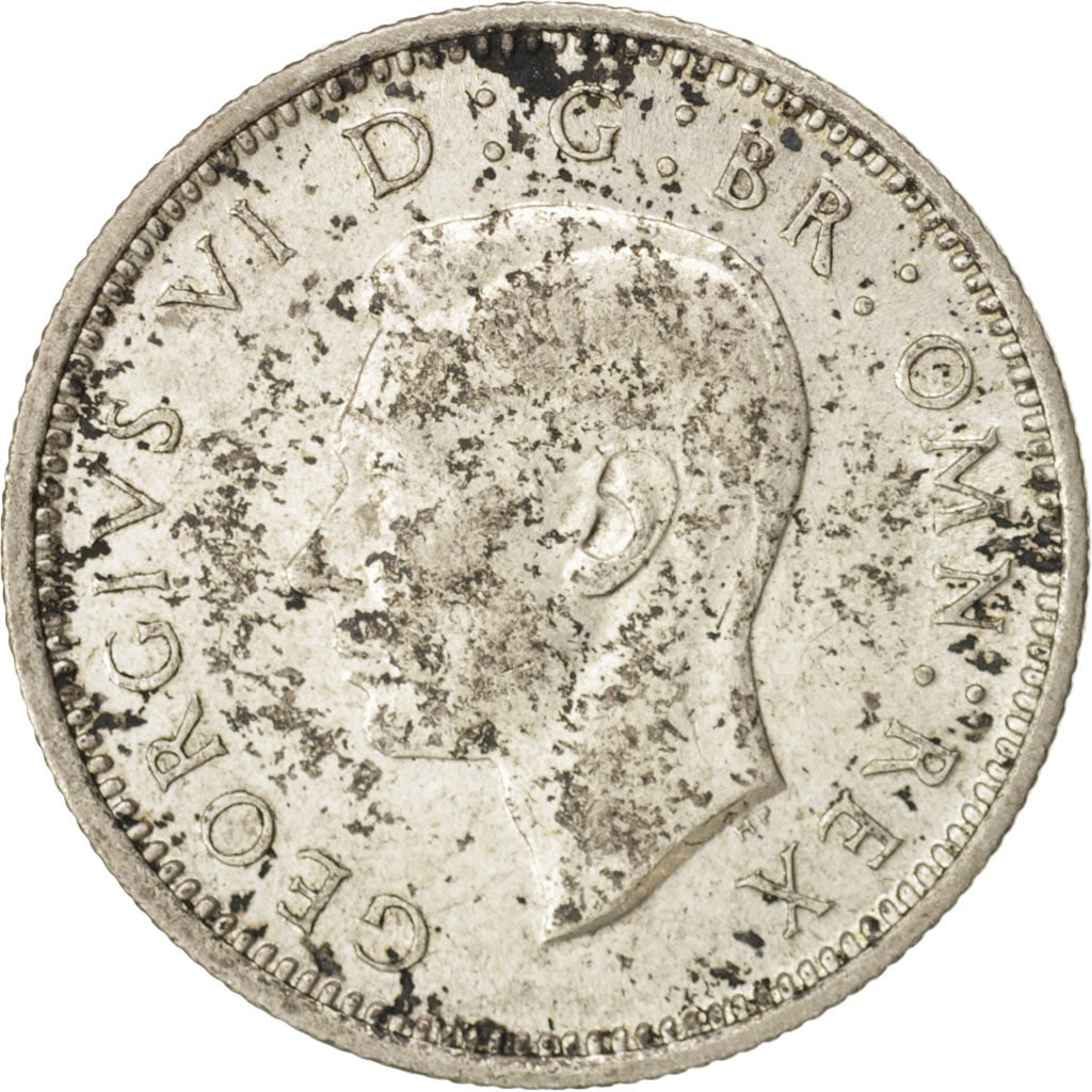 Coin, Great Britain, George VI, 6 Pence, 1946, AU(50-53), Silver, KM:852
