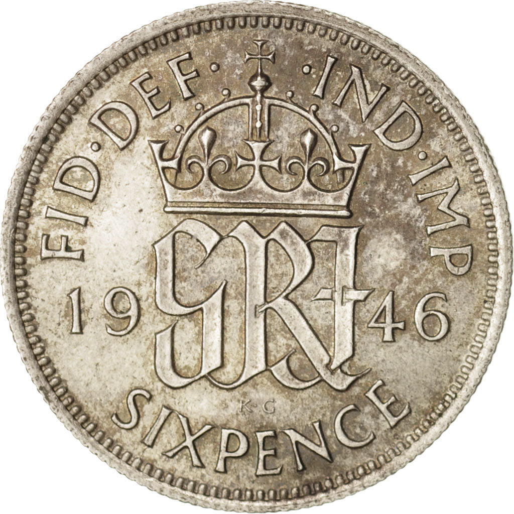 Great Britain, George VI, 6 Pence, 1946, MS(63), Silver, KM:852