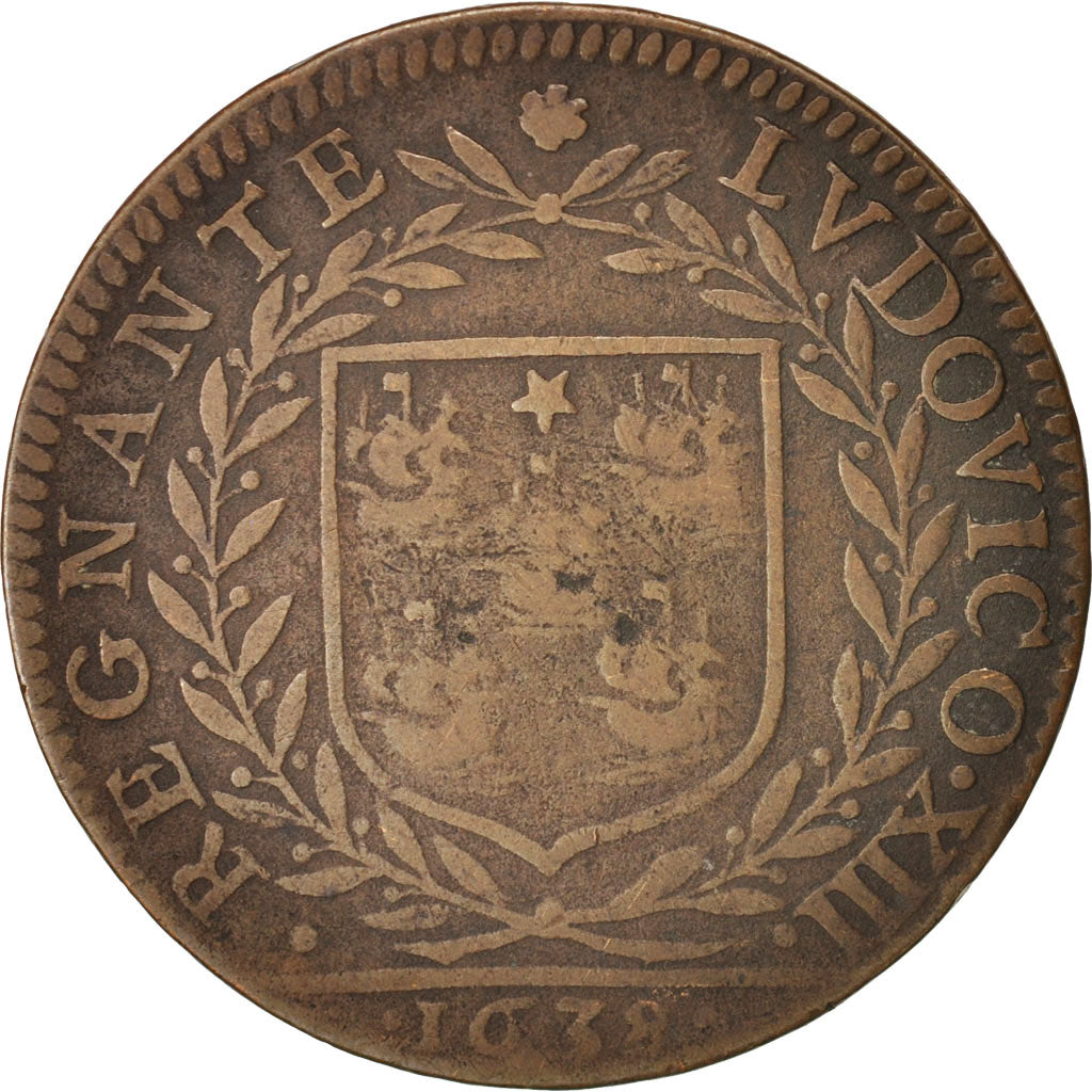 France, Token, Trades, 5e corps des bonnetiers, Louis XIII, 1638, VF(30-35)