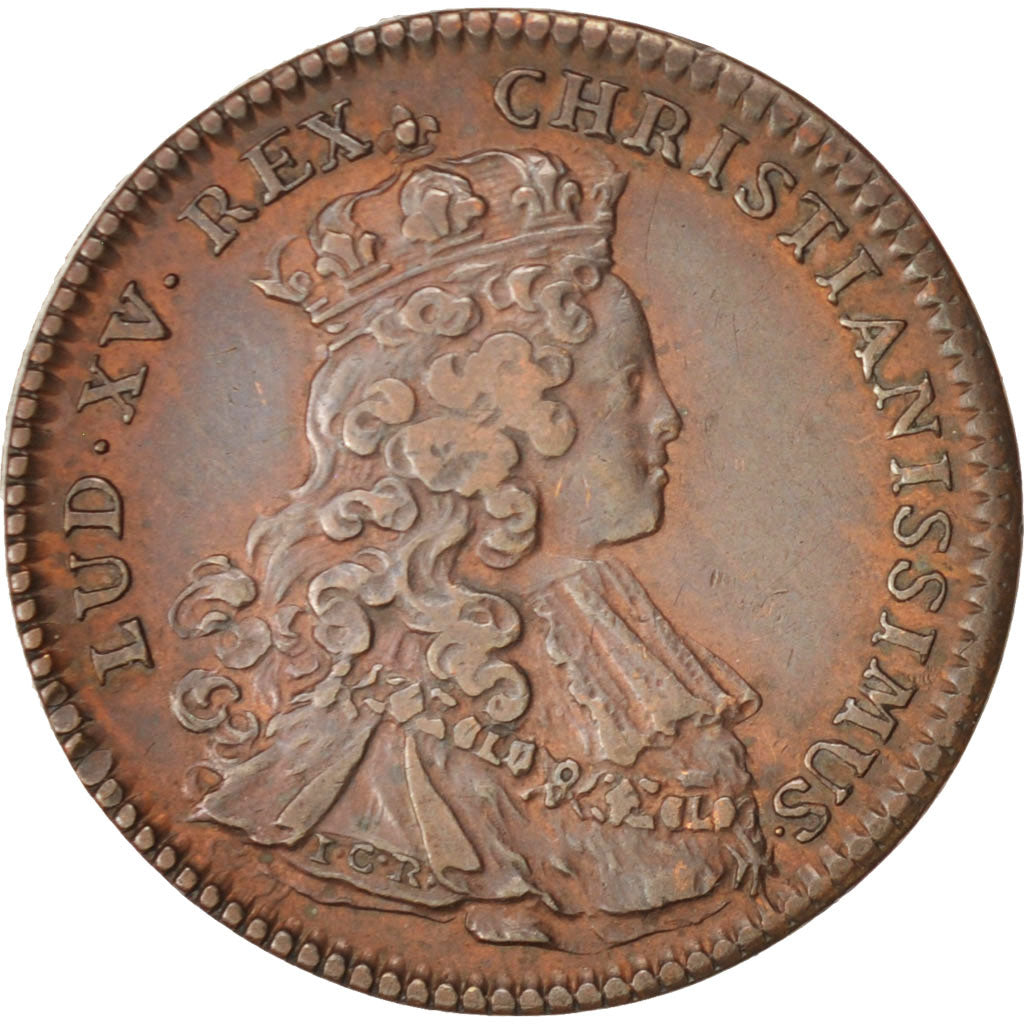 Francia, Token, Royal, Sacre du roi, Louis XV, 1722, MBC+, Cobre, 25
