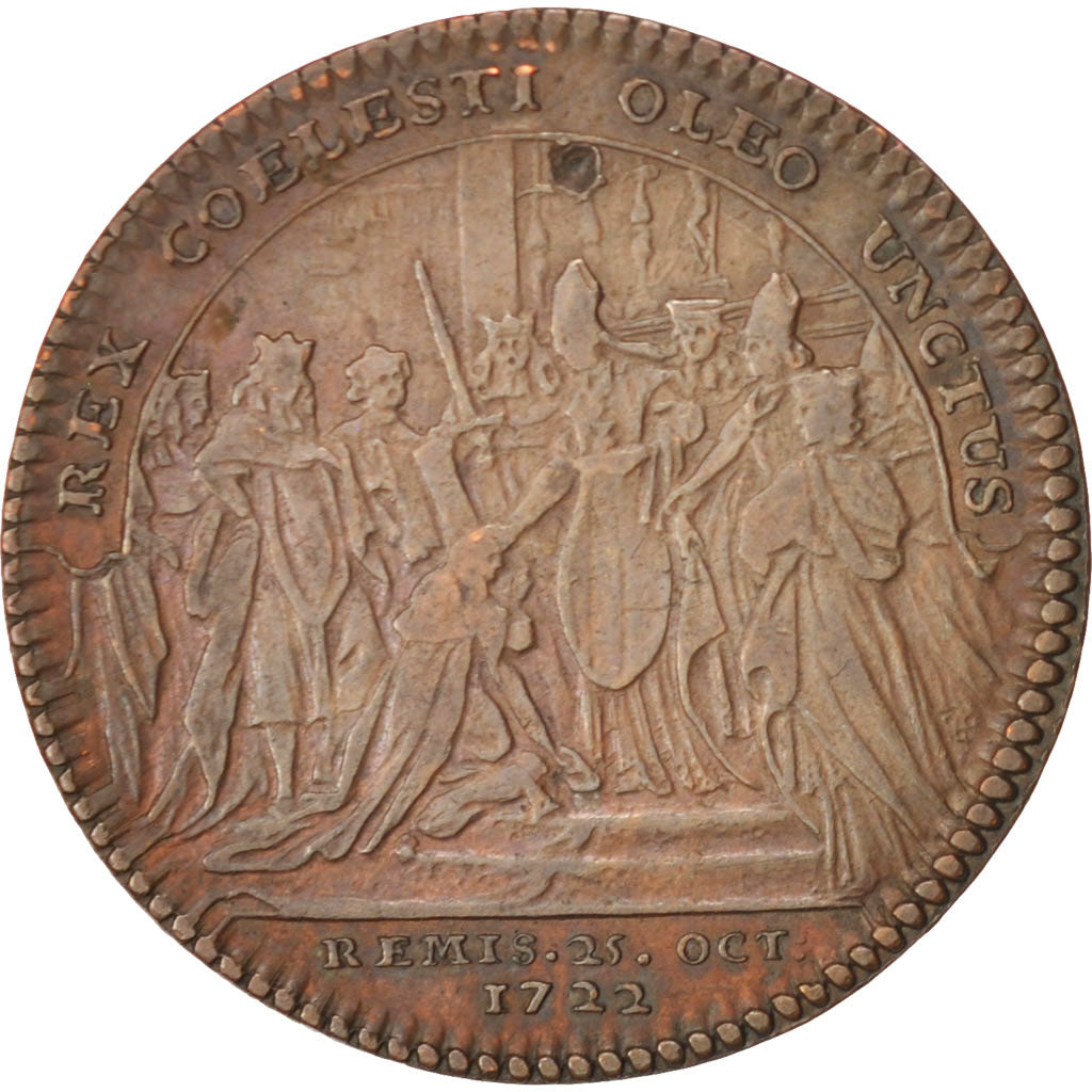 Francia, Token, Royal, Sacre du roi, Louis XV, 1722, MBC+, Cobre, 25