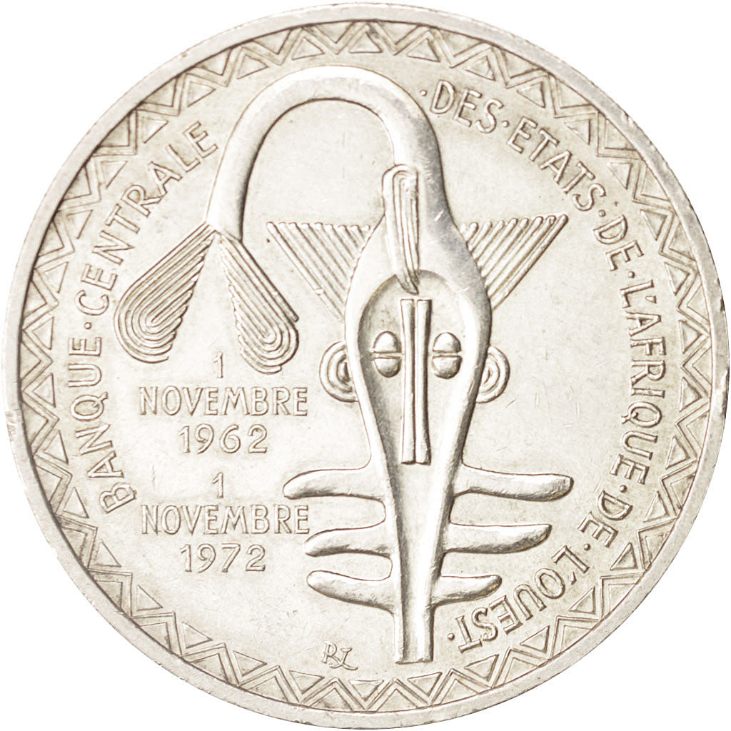 West African States, 500 Francs, 1972, AU(55-58), Silver, KM:7