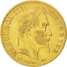 FRANCE, Napoléon III, 10 Francs, 1865, Strasbourg, KM #800.2, AU(50-53), Gold, G