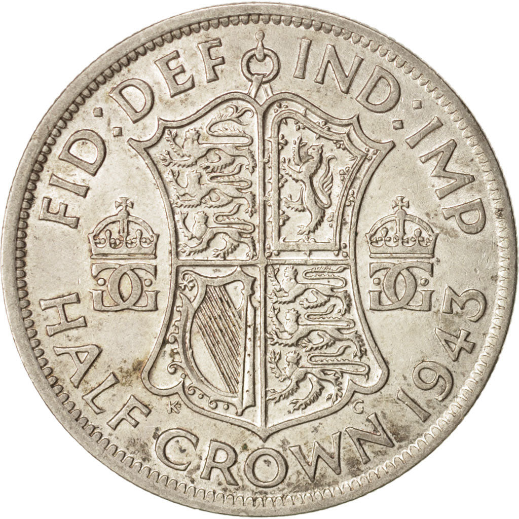 Großbritannien, George VI, 1/2 Crown, 1943, SS, Silber, KM:856