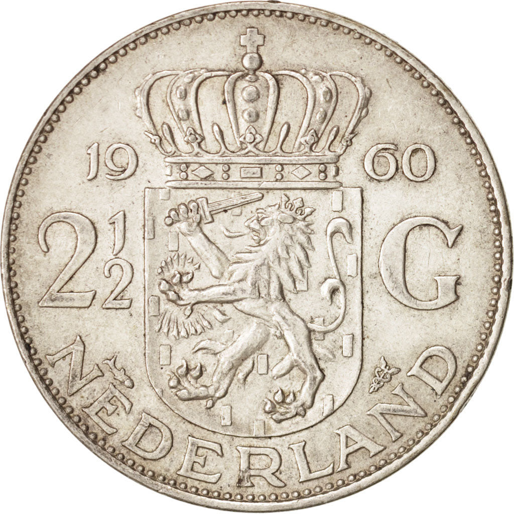 Münze, Niederlande, Juliana, 2-1/2 Gulden, 1960, Utrecht, SS+, Silber, KM:185