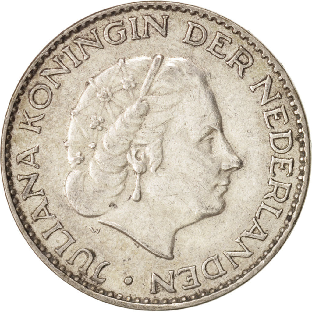 Coin, Netherlands, Juliana, Gulden, 1956, AU(50-53), Silver, KM:184
