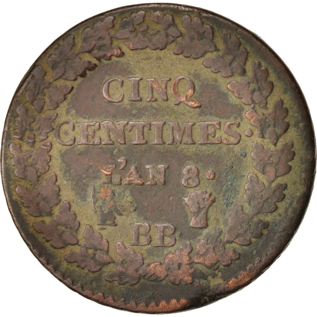 Coin, France, Dupré, 5 Centimes, 1799, Strasbourg, VF(20-25), Bronze, KM:640.4