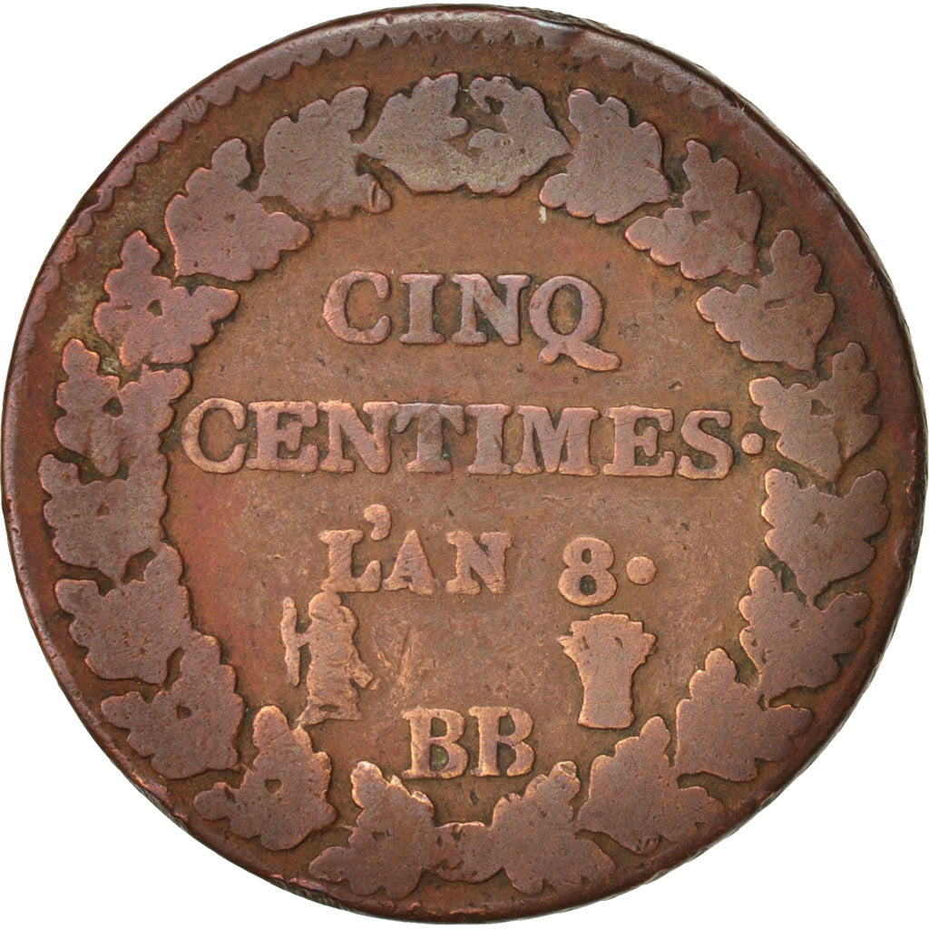 France, Dupré, 5 Centimes, 1799, Strasbourg, F(12-15), Bronze, KM:640.4