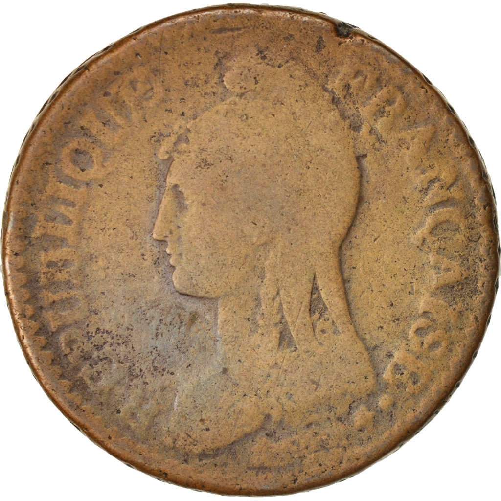 Coin, France, Dupré, Decime, 1796, Paris, VF(20-25), Bronze, KM:644.1