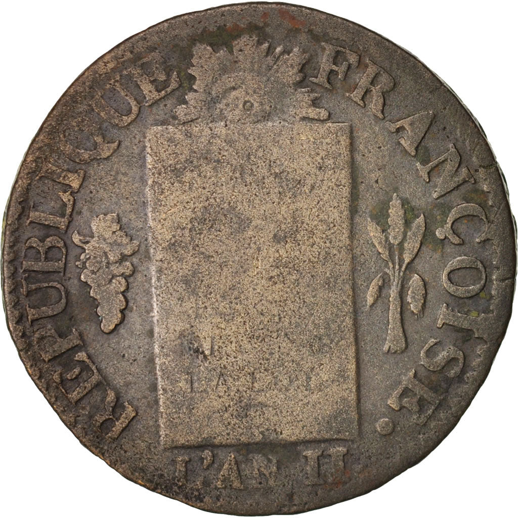 Moneda, Francia, Sol aux balances françoise, Sol, 1793, Marseille, BC+, Bronce