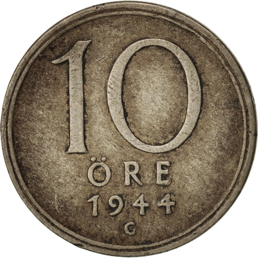 Sweden, Gustaf V, 10 Öre, 1944, EF(40-45), Silver, KM:813