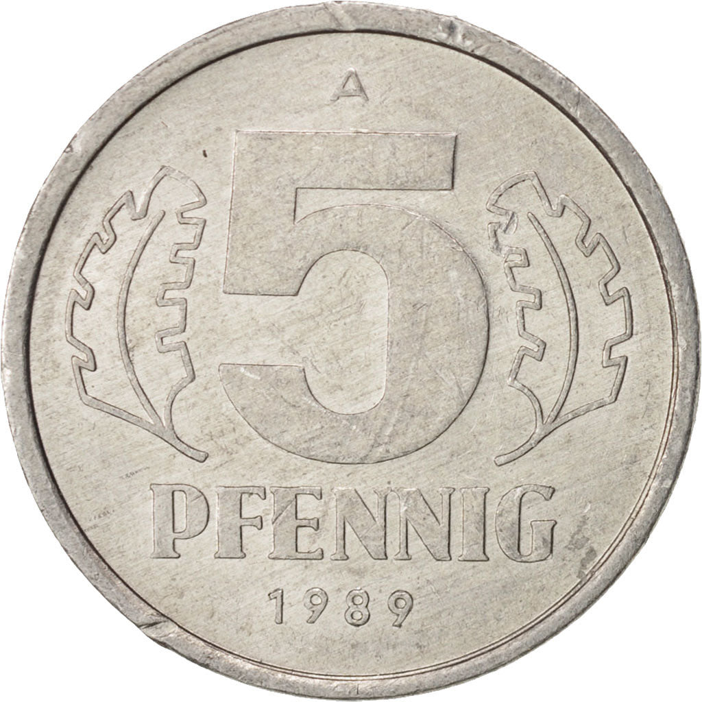 Coin, GERMAN-DEMOCRATIC REPUBLIC, 5 Pfennig, 1989, Berlin, MS(60-62), Aluminum