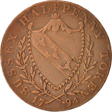 Great Britain, Token, Sussex Halfpenny, 1794, AU(50-53), Copper, 29
