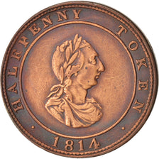 Canada, Token, Nova Scotia, Halifax halfpenny, 1814, AU(55-58), Copper, 28