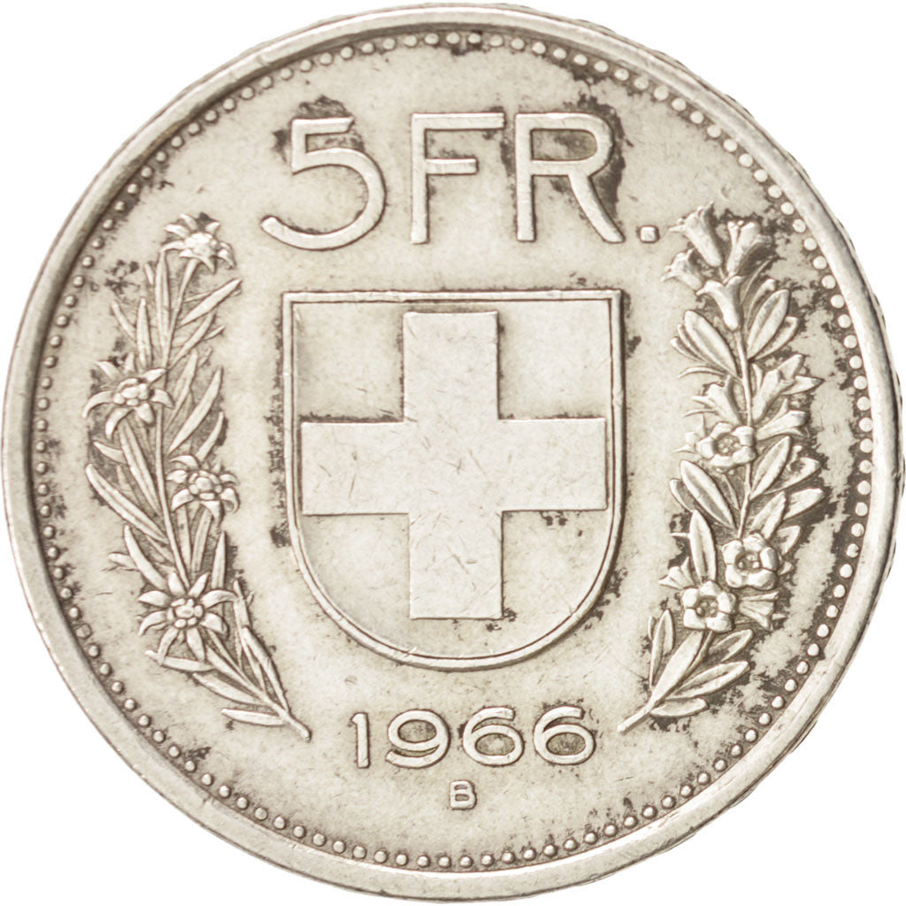 Switzerland, 5 Francs, 1966, Bern, AU(50-53), Silver, KM:40