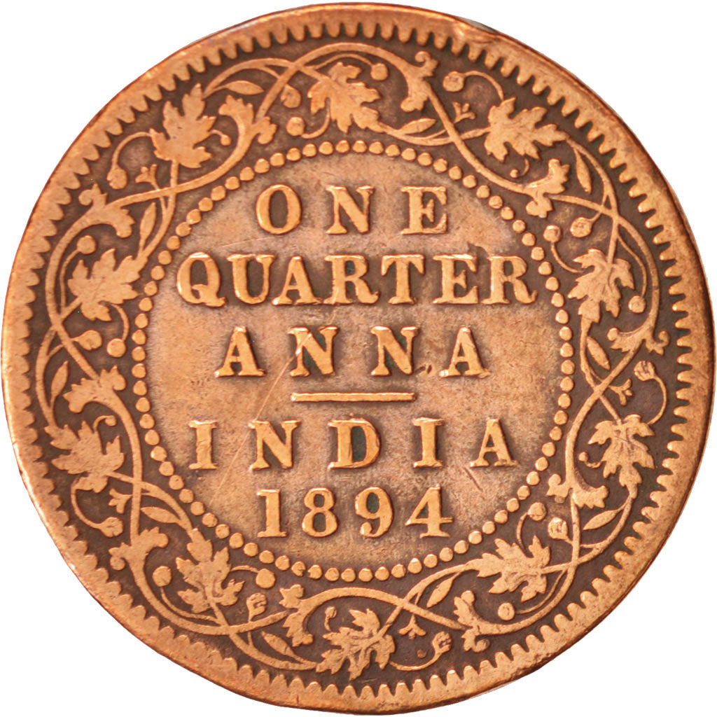 INDIA-BRITISH, Victoria, 1/4 Anna, 1894, VF(20-25), Copper, KM:486