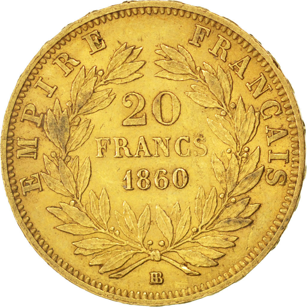 Coin, France, Napoleon III, Napoléon III, 20 Francs, 1860, Strasbourg
