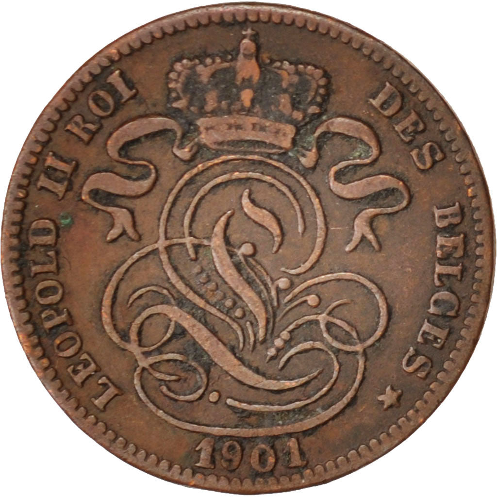 Belgium, Leopold II, Centime, 1901, AU(50-53), Copper, KM:33.1