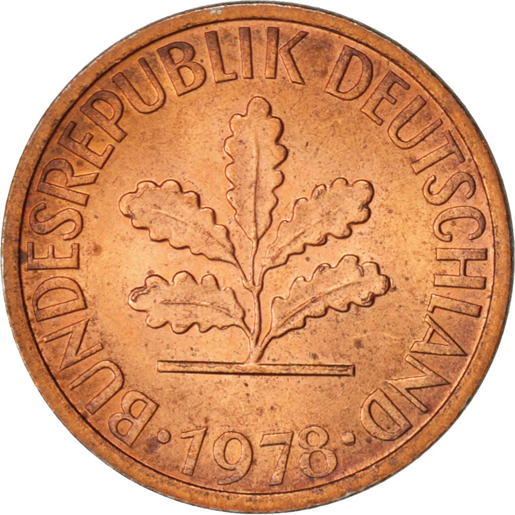 Monnaie, République fédérale allemande, Pfennig, 1978, Stuttgart, SUP, Copper