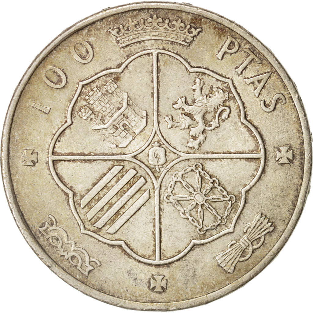 Coin, Spain, Caudillo and regent, 100 Pesetas, 1966, AU(50-53), Silver, KM:797